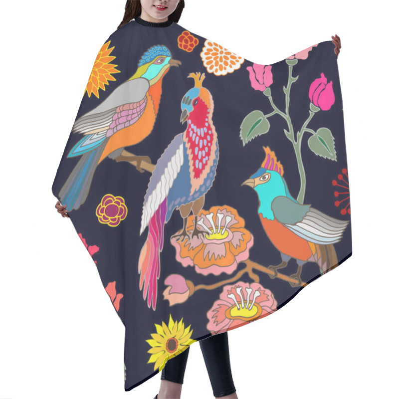 Personality  Japanese Garden. Seamless Oriental Pattern With Victorian Motifs.  Hair Cutting Cape