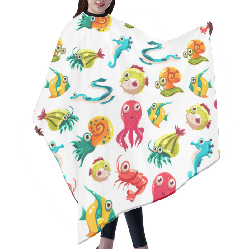 Personality  Kids Seamless Pattern With Sea Life Hair Cutting Cape