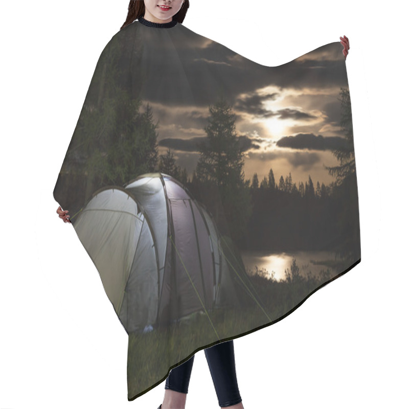 Personality  Tent Against Mountain At Night Hair Cutting Cape