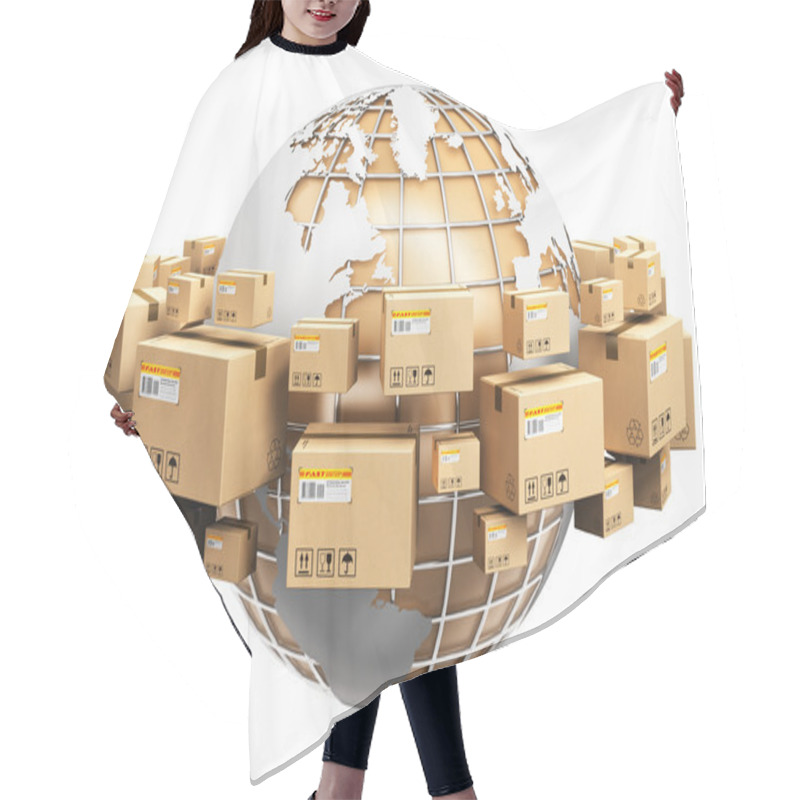 Personality  Global Shipping And Worldwide Logistics Concept Hair Cutting Cape