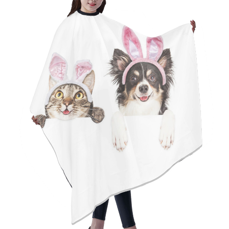 Personality  Happy Easter Dog And Cat Over White Banner Hair Cutting Cape