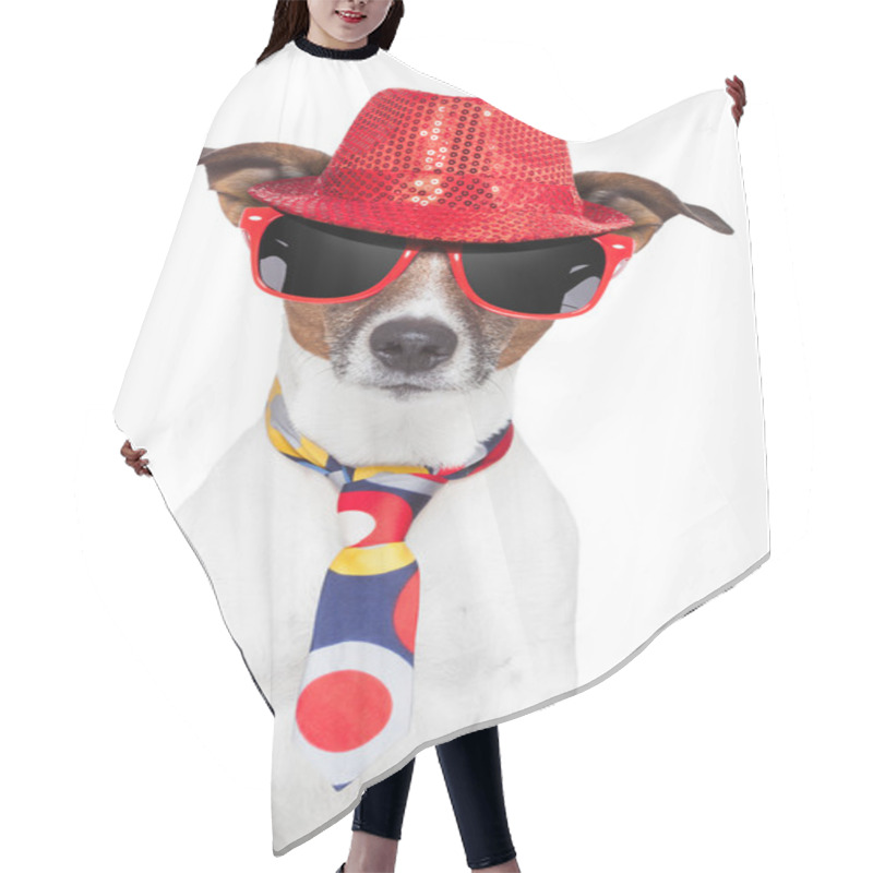 Personality  Crazy Silly Funny Dog Hat Glasses Tie Hair Cutting Cape