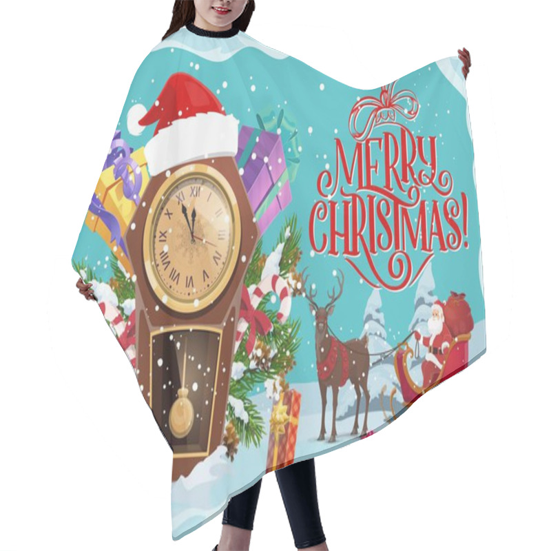 Personality  Christmas Gifts, Santa, Clock And Reindeer Sleigh Hair Cutting Cape