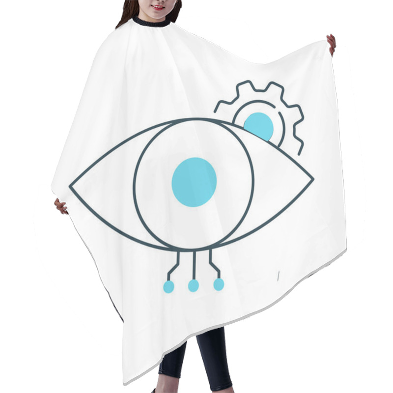 Personality  Smart AI Eye For Computer Vision Vector Icon Design, Digital Eye, Visual Tech, Neural Networks, Pattern Detection Hair Cutting Cape