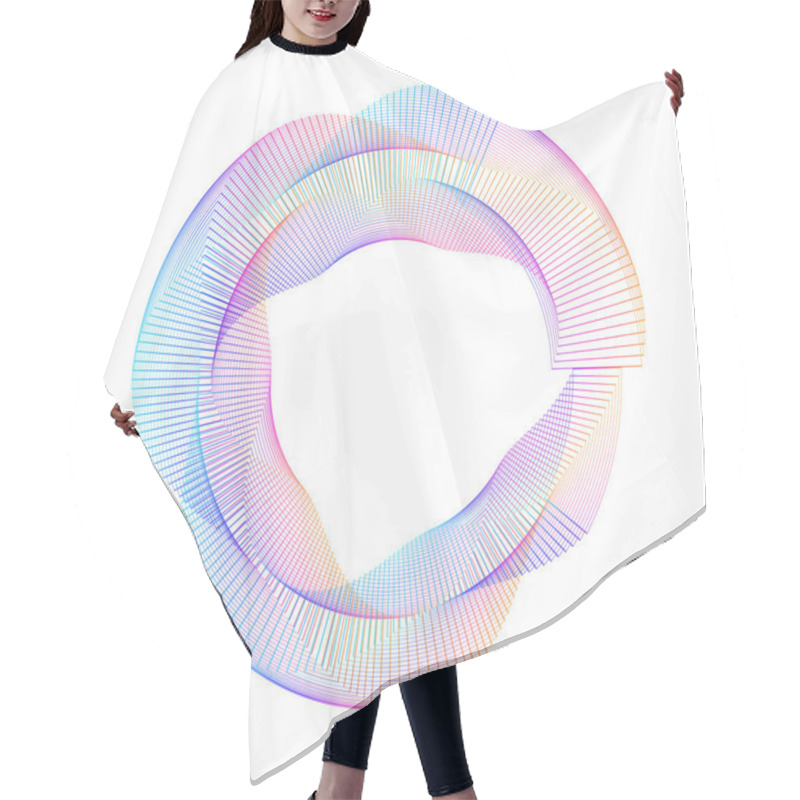 Personality  Design Elements. Wave Of Many Purple Lines Circle Ring. Abstract Vertical Wavy Stripes On White Background Isolated. Vector Illustration EPS 10. Colourful Waves With Lines Created Using Blend Tool Hair Cutting Cape