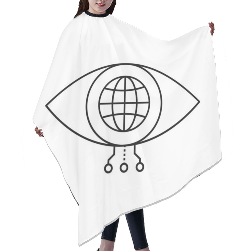 Personality  Global AI Visual Recognition Eye Technology Vector Icon Design With Editable Stroke Hair Cutting Cape