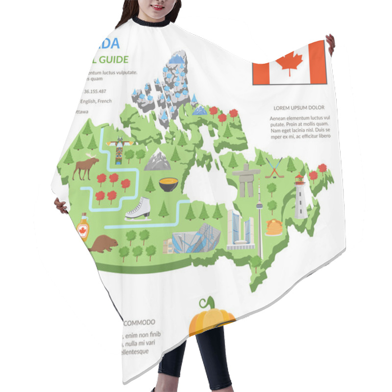 Personality  Canada Travel Guide Flat Map Poster Hair Cutting Cape