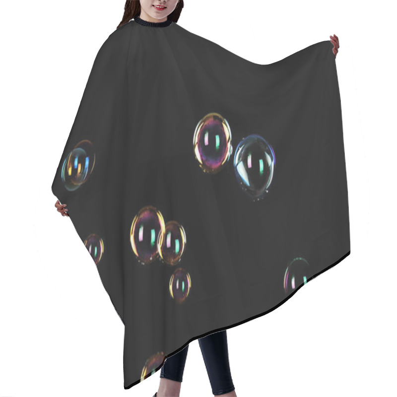 Personality  Beautiful Translucent Soap Bubbles On Dark Background Hair Cutting Cape