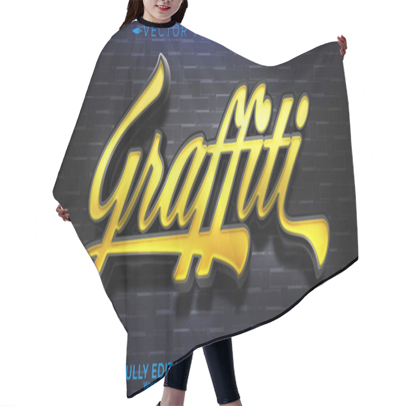 Personality  Graffiti Text Effect, Editable Spray And Paint Text Style Hair Cutting Cape