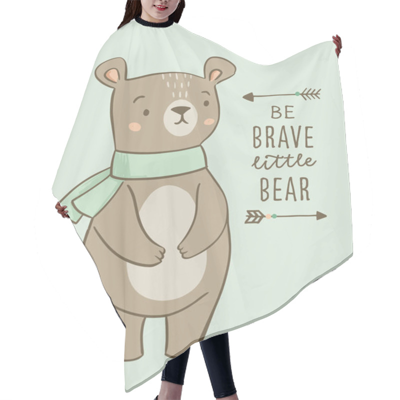 Personality  Cute Bear Character Nursery Posters With Tribal Arrows And Phrase Be Brave. Adventure Theme Nursery, Birthday Party. Vector Illustrations For Invitations, Greeting Cards, Posters Hair Cutting Cape