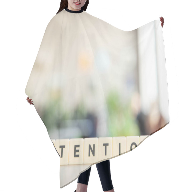 Personality  White Cubes With Attention Lettering On White Desk Hair Cutting Cape