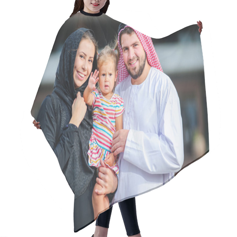 Personality  Picture Of Modern Arabic Family. Hair Cutting Cape