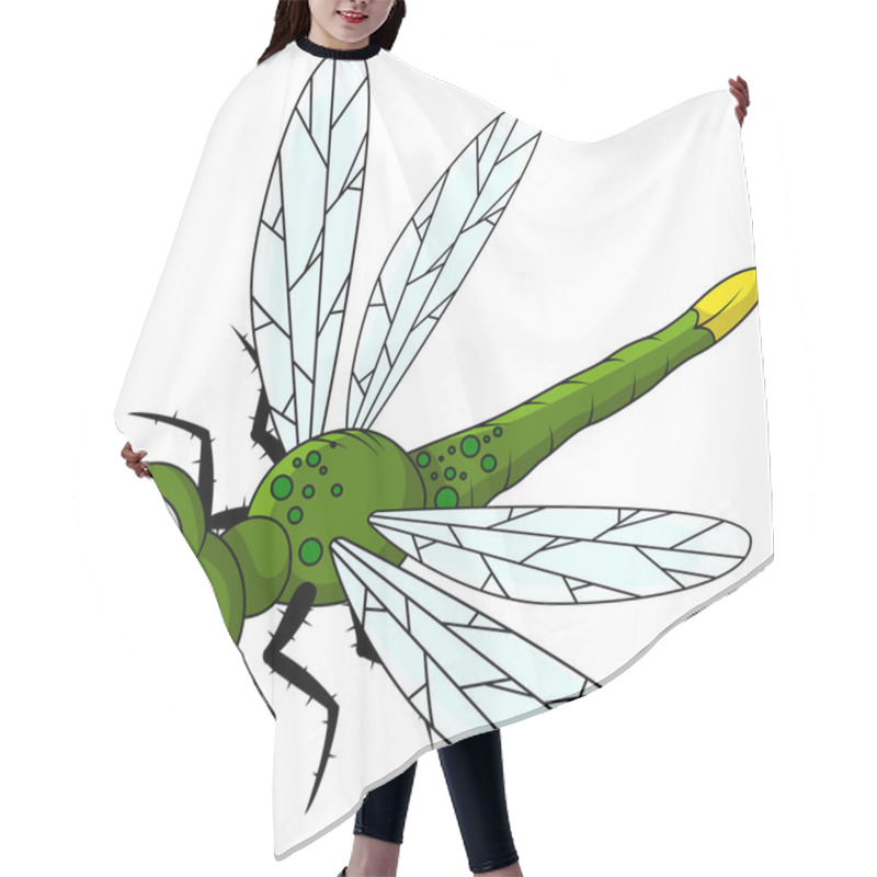 Personality  Funny Green Dragonfly Cartoon Hair Cutting Cape