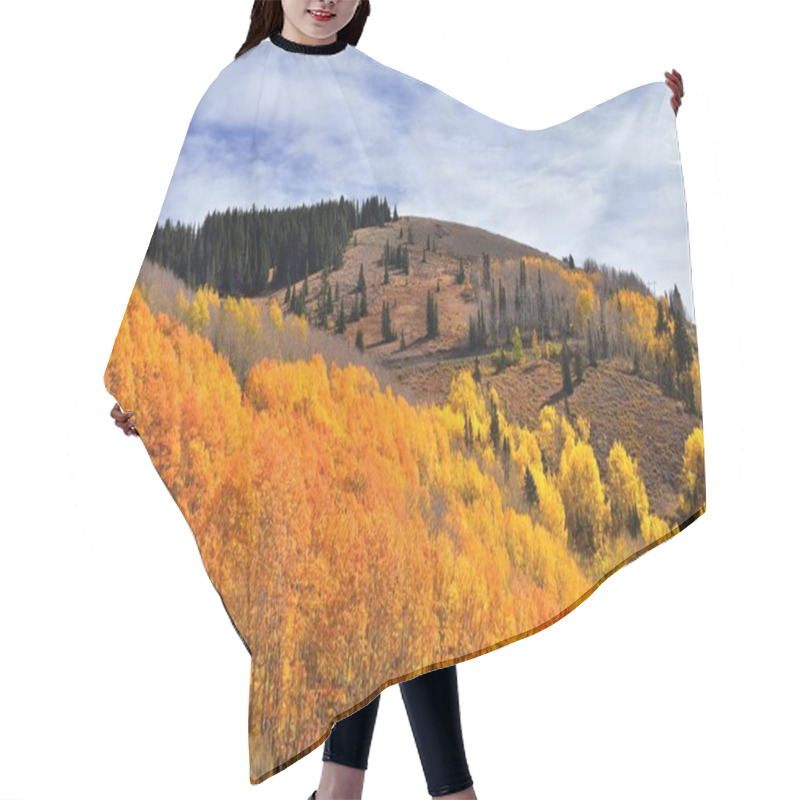 Personality  Guardsman Pass Views Of Panoramic Landscape Of The Pass From The Brighton Side By Midway And Heber Valley Along The Wasatch Front Rocky Mountains, Fall Leaf Forests Bright Orange And Yellow Colors. Utah, United States. Hair Cutting Cape