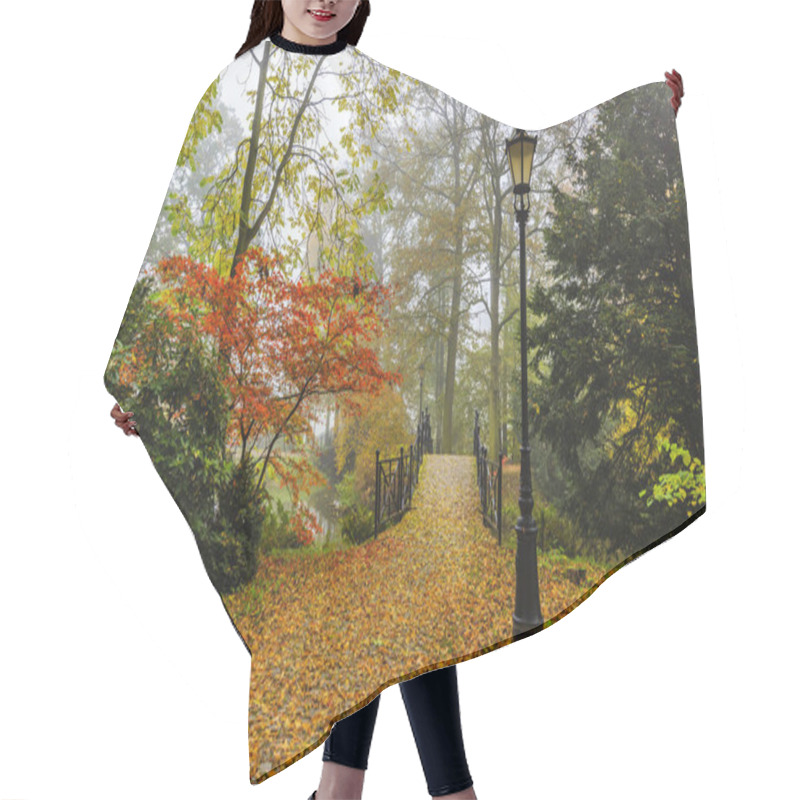 Personality  Scenic View Of Misty Autumn Landscape With Beautiful Old Bridge  Hair Cutting Cape