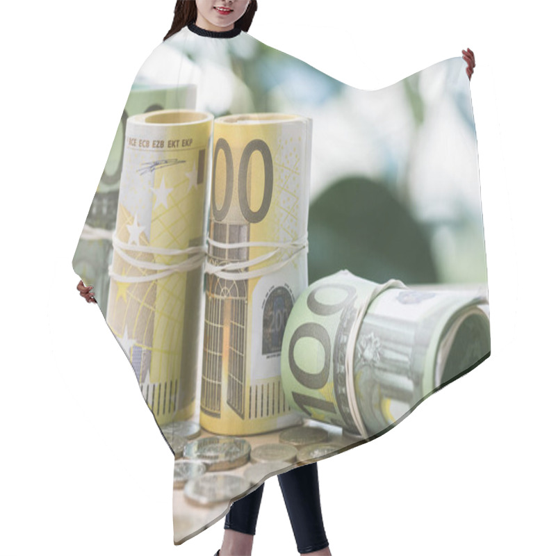 Personality  Euro Banknotes And Coins Hair Cutting Cape