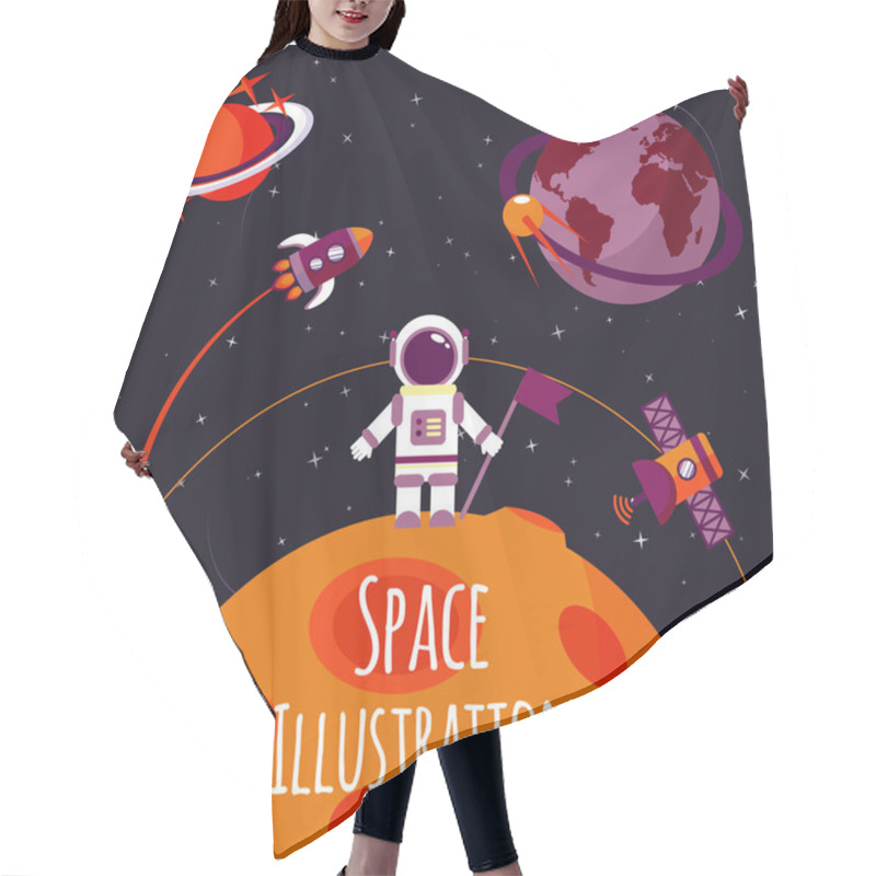 Personality  Space Flat Illustration Hair Cutting Cape