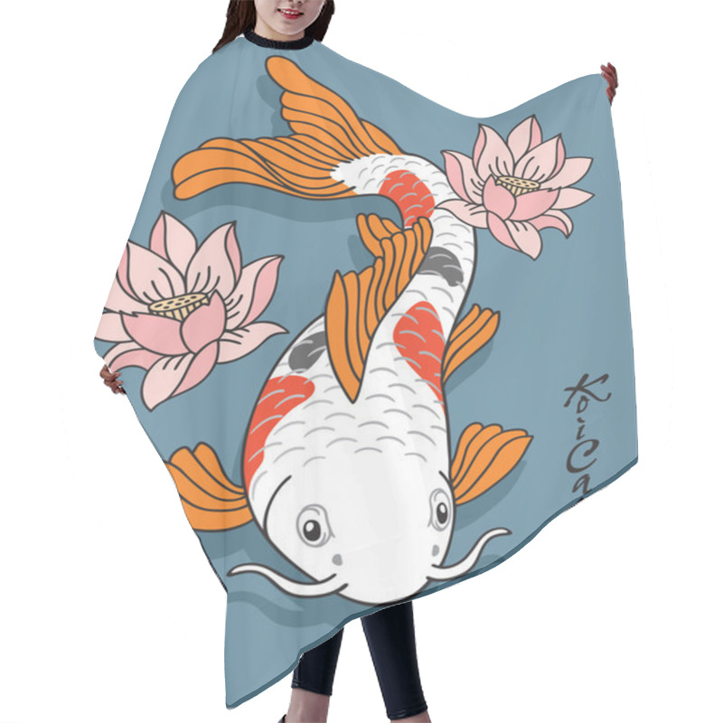 Personality  Oriental Fish - Koi Carp - With Lotus Flowers Hair Cutting Cape