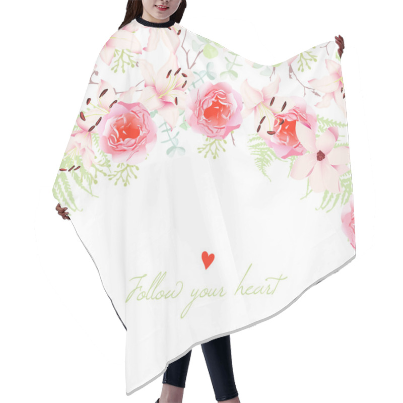 Personality  Wedding Lilies And Rose Flowers Vector Card Hair Cutting Cape