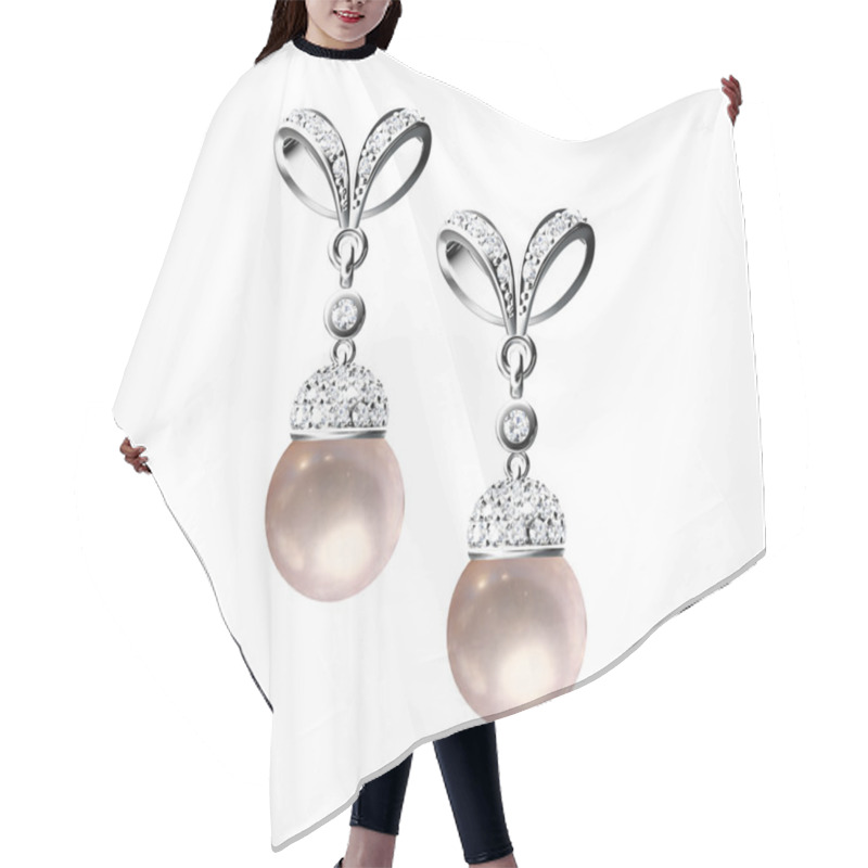 Personality  The Beauty Pearl Earrings On White Background Hair Cutting Cape