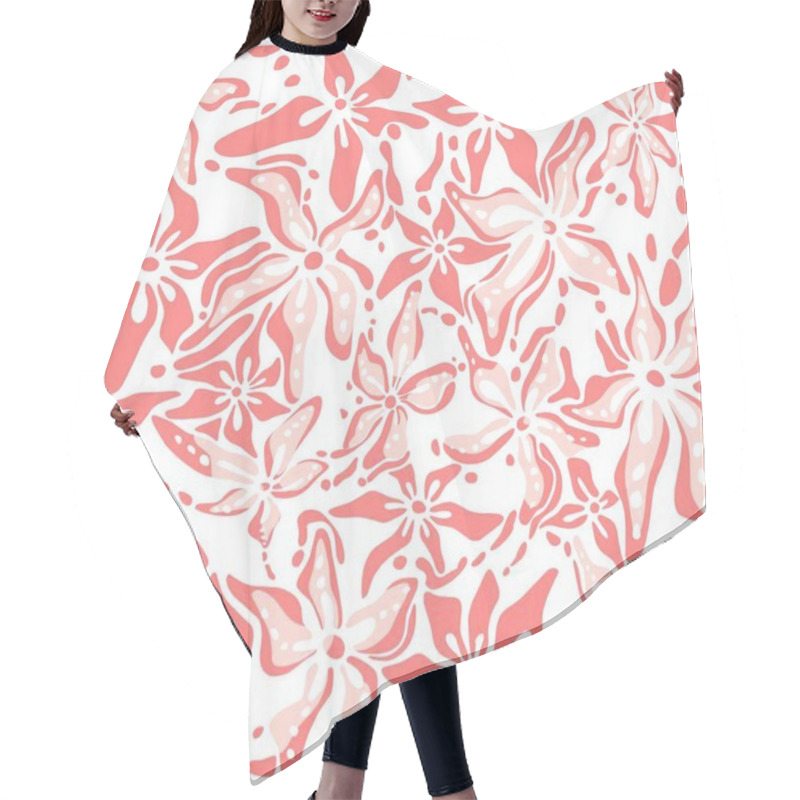 Personality  Decorative Pink Floral Abstract Motif On White Background  Hair Cutting Cape