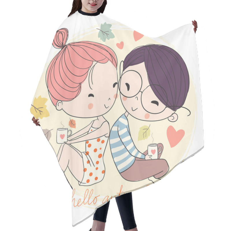 Personality  Boy And Girl. Love Card Hair Cutting Cape