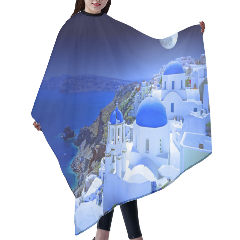 Personality  Full Moon OverSantorini Island Hair Cutting Cape