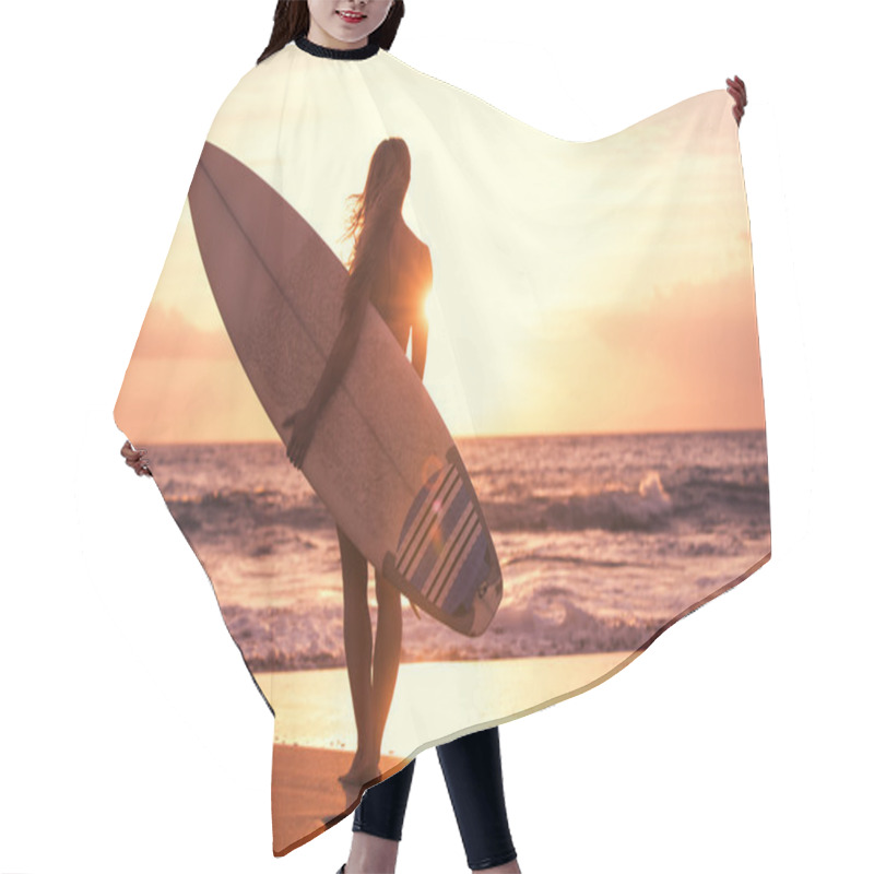 Personality  Silhouette Surfer Girl Hair Cutting Cape