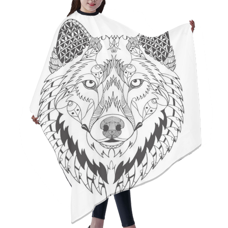 Personality  Gray Wolf Head Zentangle Stylized, Vector, Illustration, Freehand Pencil, Hand Drawn, Pattern. Zen Art. Ornate Vector. Hair Cutting Cape