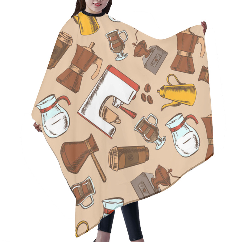 Personality  Seamless Coffee Pots And Cups Pattern Background Hair Cutting Cape