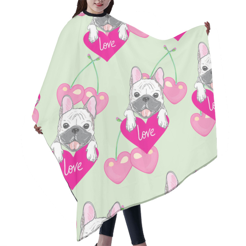 Personality  Cute Bulldogs Seamless Pattern Hair Cutting Cape