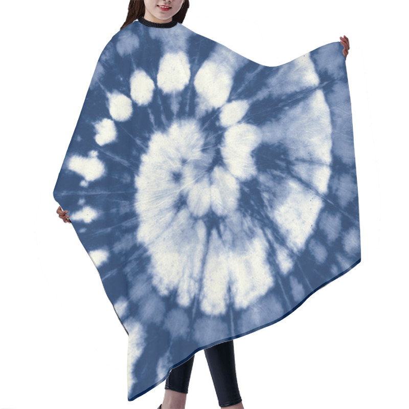 Personality  Indigo Spiral. Circular Tye Die. White Circle  Hair Cutting Cape