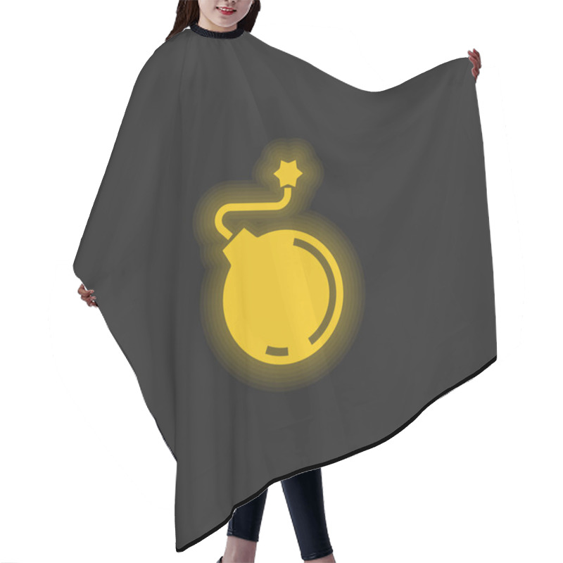 Personality  Bomb Yellow Glowing Neon Icon Hair Cutting Cape