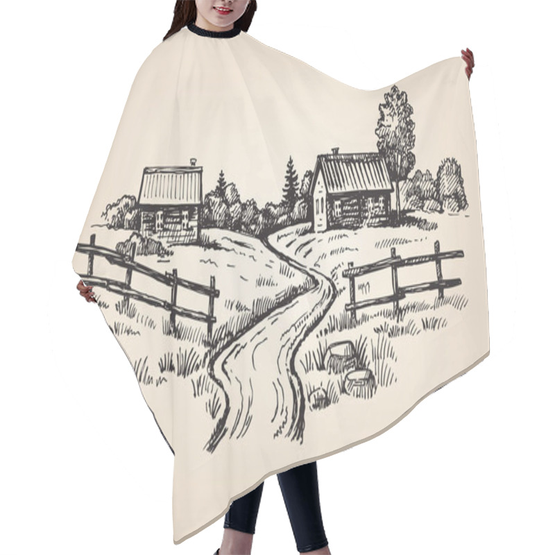 Personality  Hand Drawn Village Hair Cutting Cape