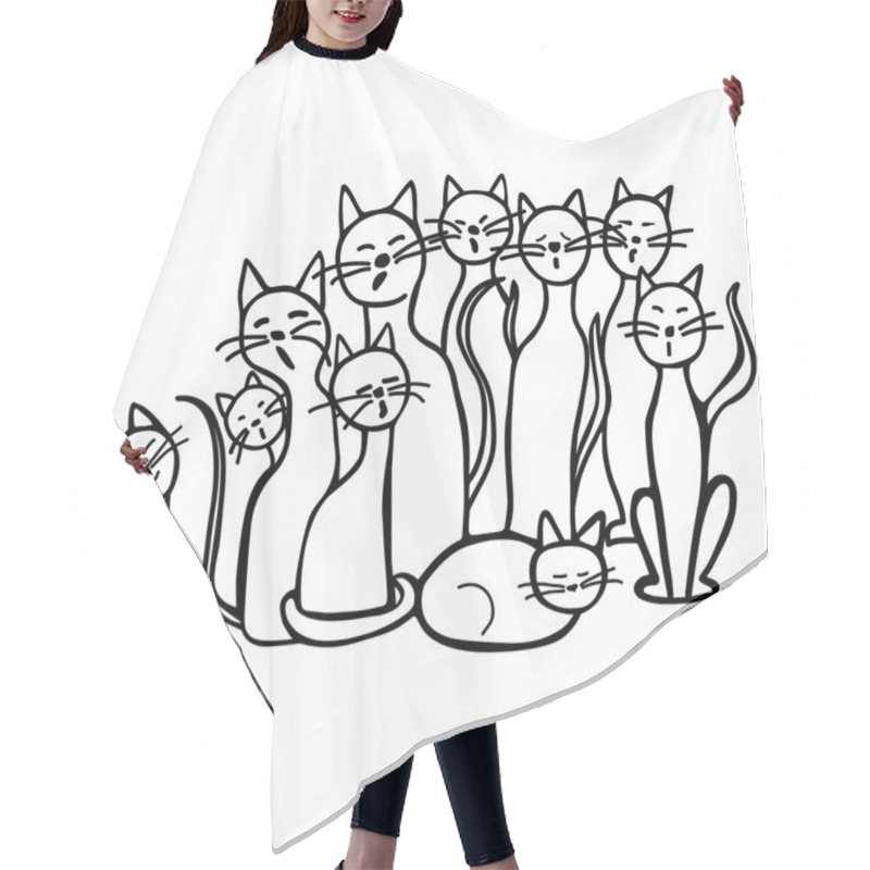 Personality  Black And White Singing Cats Hair Cutting Cape