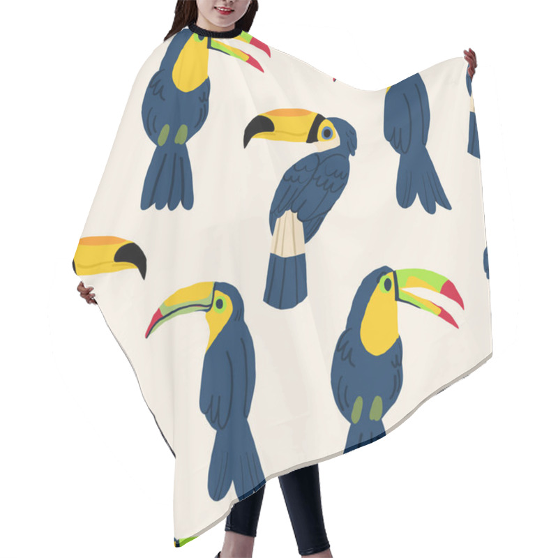 Personality  Seamless Pattern With Hand Drawn Toucan On Light Background. Vector Illustration Hair Cutting Cape