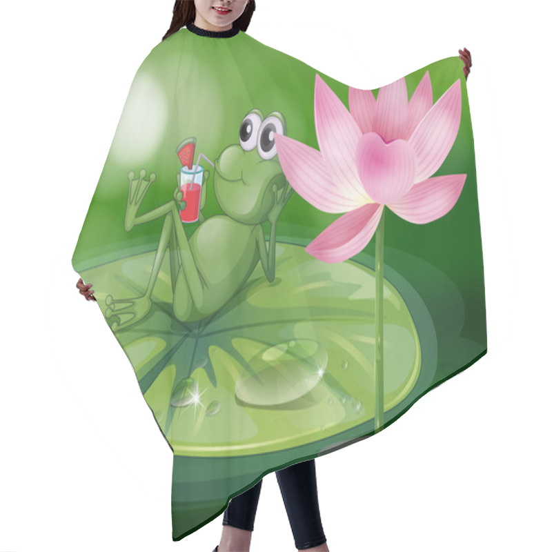 Personality  A Frog Above The Waterlily Hair Cutting Cape