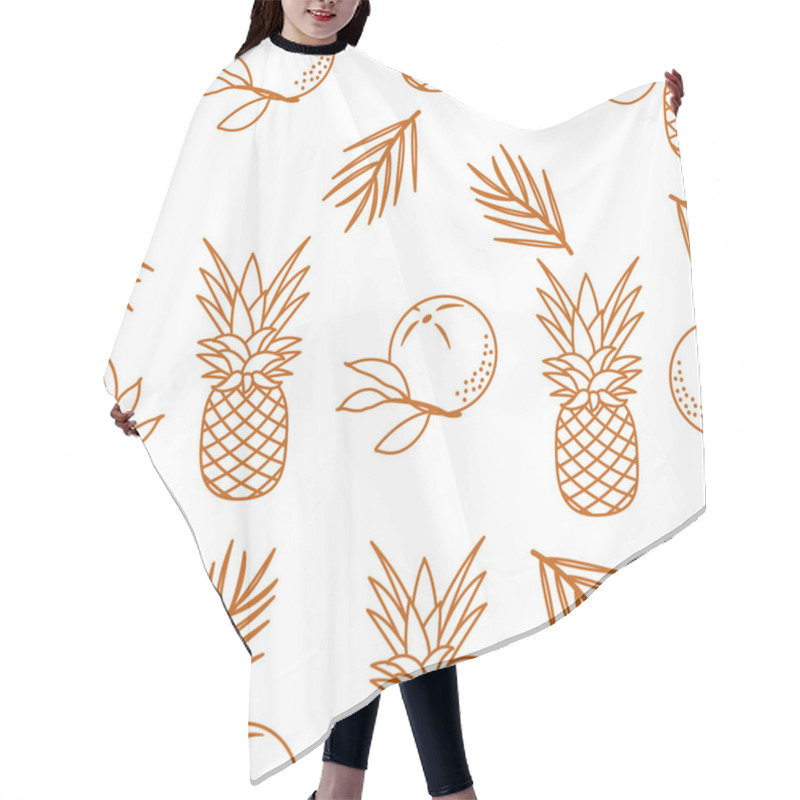 Personality  Seamless Pattern With Pineapples, Orange, Leaves. Tropical Fruit. Summer Background. Hair Cutting Cape