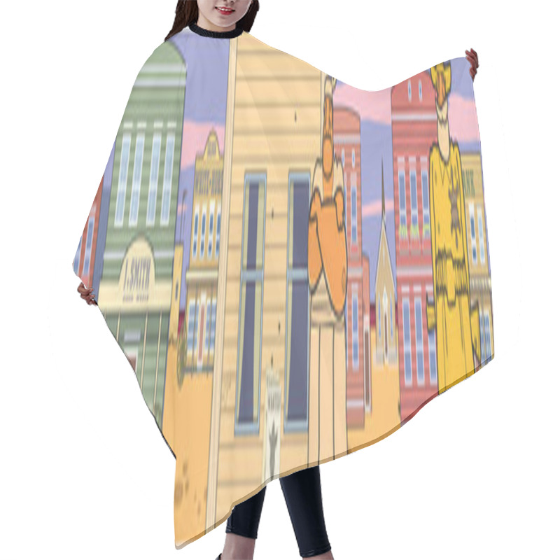 Personality  Saloon, Wild West Western. Vector Hair Cutting Cape