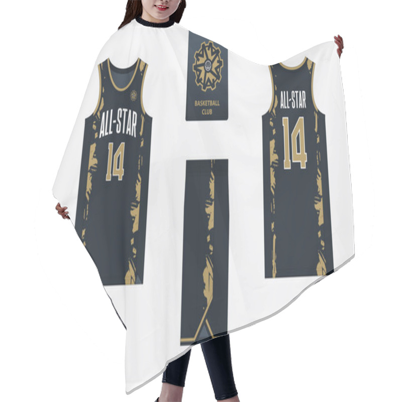 Personality  Basketball Uniform Mockup Template Design For Sport Club. Basketball Jersey, Basketball Shorts In Front, Back View And Side View. Basketball Logo Design. Vector Illustration Hair Cutting Cape