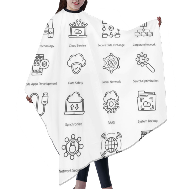 Personality  Cloud Computing Network Glyph Icons - Solid, Vectors Hair Cutting Cape