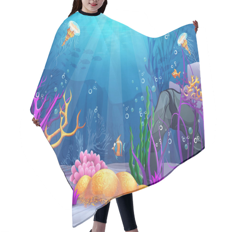 Personality  Underwater World Cartoon Illustration Hair Cutting Cape