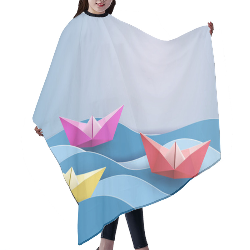 Personality  Paper Sailing Boat Hair Cutting Cape