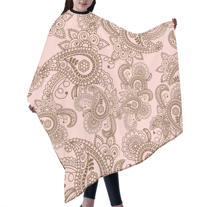 Personality  Henna Mehndi Doodles Abstract Floral Paisley Design Elements, Ma Hair Cutting Cape