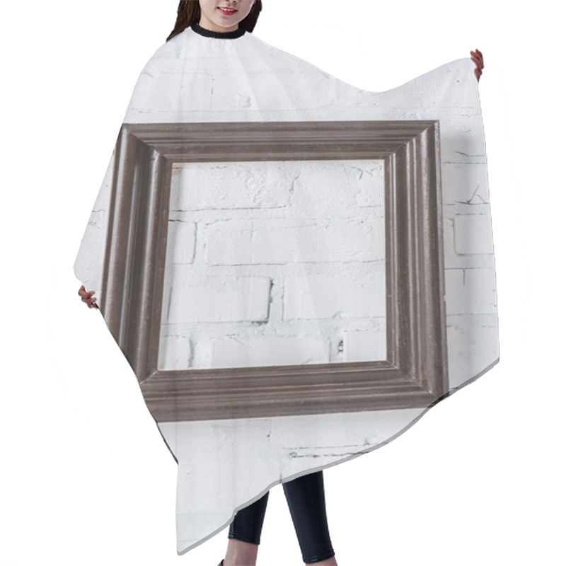 Personality  Black Empty Frame Hanging On White Brick Wall Hair Cutting Cape