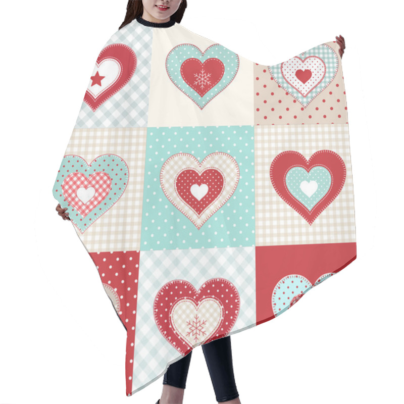 Personality  Set Of Decorative Red Hearts, Illustration Hair Cutting Cape