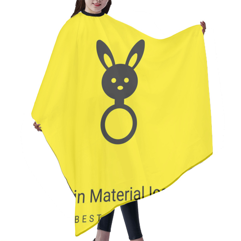 Personality  Baby Rattle With Bunny Head Shape Minimal Bright Yellow Material Icon Hair Cutting Cape