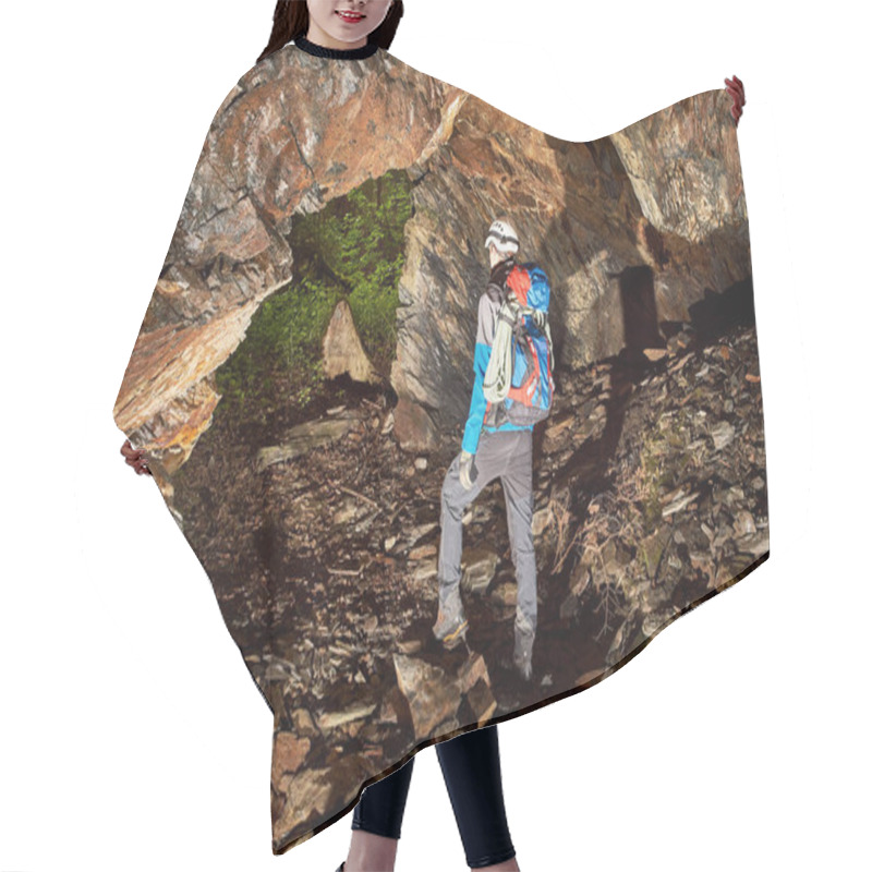 Personality  Young Speleologist Exploring A Cave Hair Cutting Cape