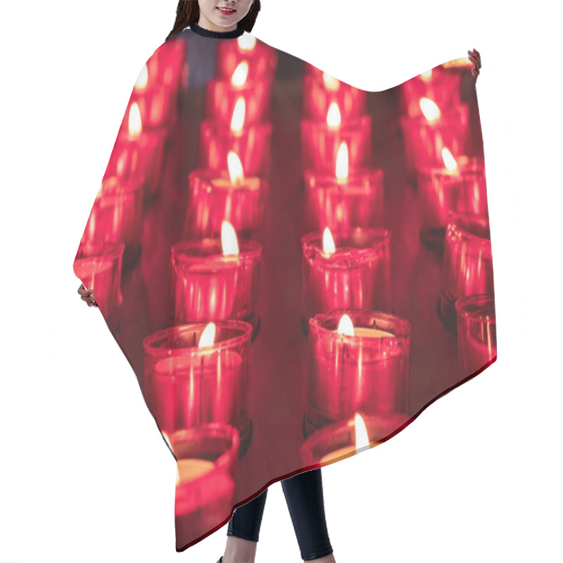 Personality  Red Candles Glowing In The Dark. Taken In Religious Environment Hair Cutting Cape