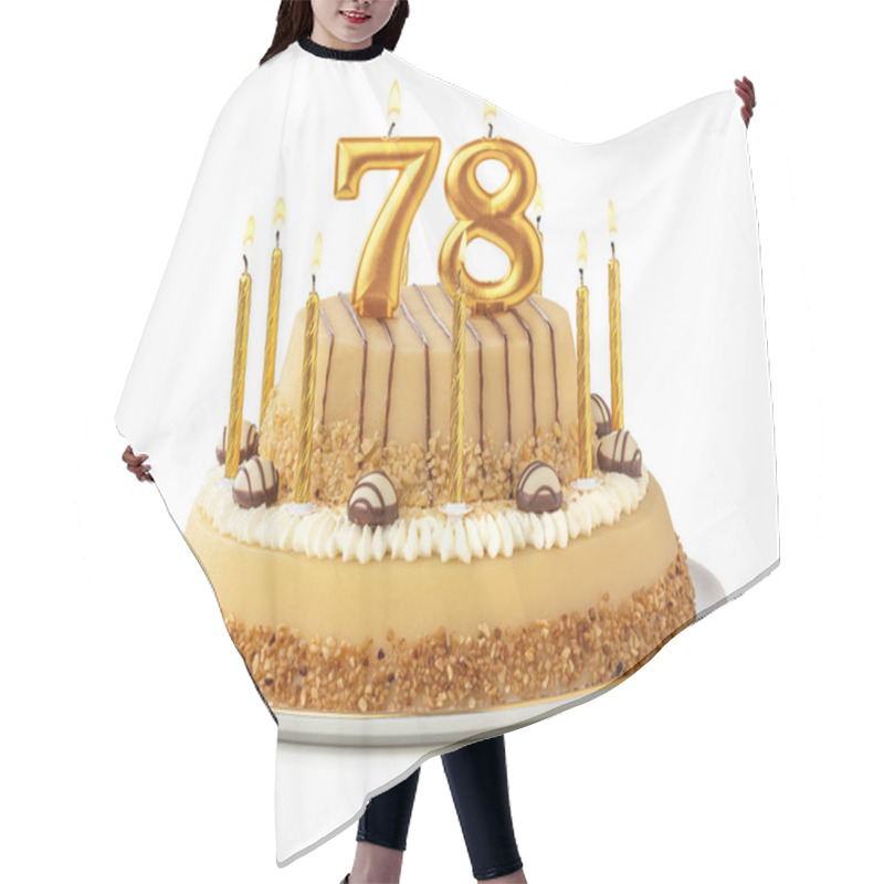 Personality  Festive Cake With Golden Candles - Number 78 Hair Cutting Cape